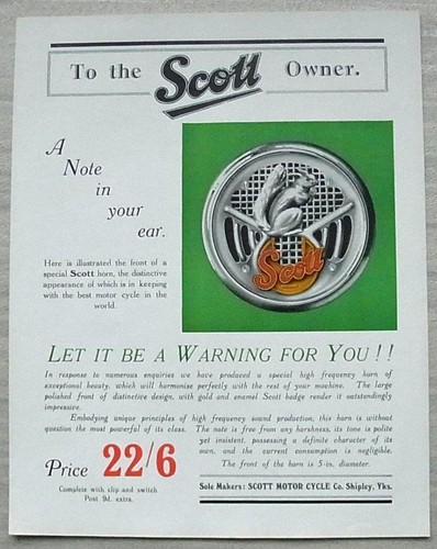 Scott motorcycle horn - scott,