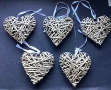 5x Wicker Hearts Wall Hanging