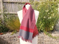 Vintage Retro Sammy Wool Scarf Red Green Checked Reversible Patterned Acetate