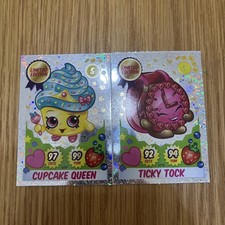 Shopkins Limited Edition 2 Cards Ticky Tock And Cupcake Queen