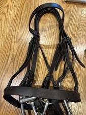 Double Bridle Cob Size Black Leather, With Bits And One Rein