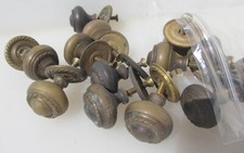 Vintage Brass Cabinet Knob Drawer Handle Pull Plate Old Cupboard Rope  -£6each