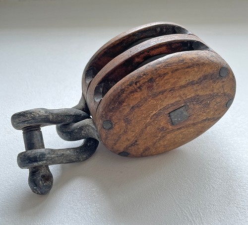 Vintage wooden double block - double,
