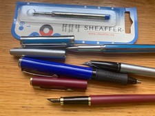 Bundle of 2 Sheaffer Fountain Pens 2 ball point pens & 1 refill & 2 Spare nibs