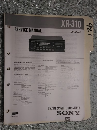 Sony 310 service manual - sony, xr-310