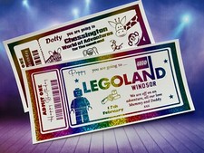 Theme Park Personalised Foil Trip Ticket  Legoland Thorpe Park Chessington Gift