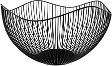 Black Fruit Bowl 25X14Cm Large Wire Fruit Bowl Metal Black Fruit Basket Durable