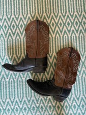 Lucchese Classic Western Cowboy Boots Size 8.5 D Black & Brown Leather