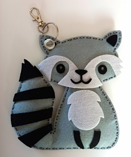 Grey felt raccoon animal - felt,
