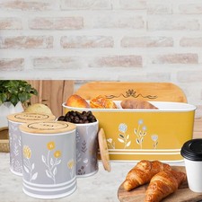 Retro Mustard Bread Bin & Tea