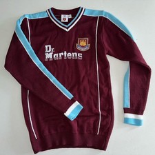 Retro West Ham Dr Martens United FC Kit Knit Knitted Jumper Sweater Kids 13-14