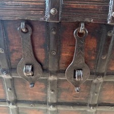 Antique 19th Century Anglo-Indian Iron-Bound Coffer – Rare & Beautiful Storage C