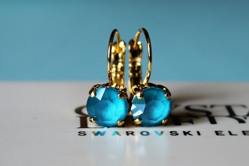 Azure blue leverback earrings - blue,