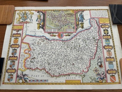 Antique map suffolk county - antique, of