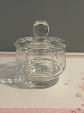 Vintage Stuart England Cut Glass Sugar Bowl/Jam Pot. Engraved. Ribbed Pedestal