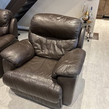 Brown Leather Manual Recliner Armchair