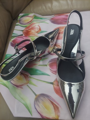 Zara mirror silver slingback - mirror,