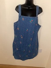Blue Denim Embroidered Flower Design Dress Size 18 By Red herring