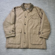 Baracuta Shooting Jacket Mens Large Beige Canvas Leather Trim Barn Coat