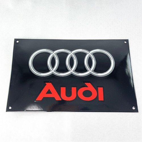 Large audi logo enamel sign - large,