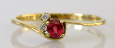 Gold Diamond Ring - 18ct Yellow Gold Ruby Diamond 3 Stone Swirl Ring Size M