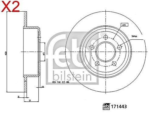 Rear brake disc pcs - disc, x2