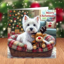 West Highland White Terrier Dog Christmas Card, Westie