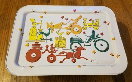 Vintage country metal tray - tv,