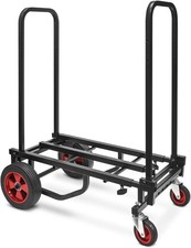 Pyle Adjustable Folding Utility Cart, Heavy-Duty Trolley & Multi-Purpose Equipme
