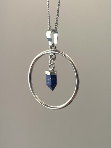 Round geometric silver pendant