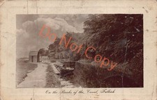 On The Banks of the Canal Long Boat Falkirk Stirlingshire c1916 Postcard (E153)