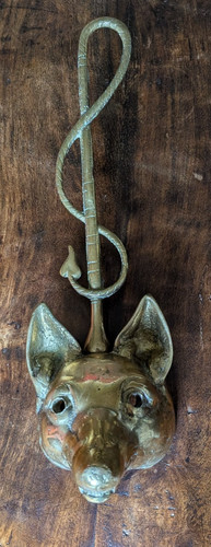 Antique brass fox head - fox,
