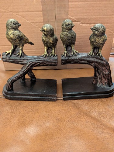 Bronze effect bird bookends - bronze,