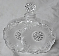 Stunning Lalique small glass perfume bottle, deux fleurs design