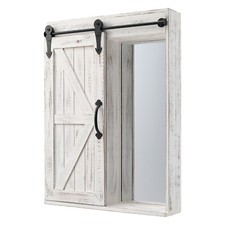 Large Bathroom Storage Cupboard Inside Mirror Cabinet Slide Door Wooden Shelves