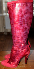 STRUTT COUTURE LONDON UK 6 EU 39 RED LEATHER KNEE BOOTS EXCELLENT CONDITION