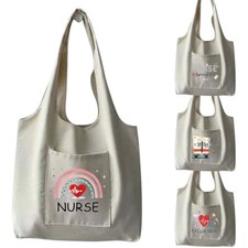 100% Premium Cotton Canvas Shopping Bag Shoulder Tote Shopper Bags Reusable Bags