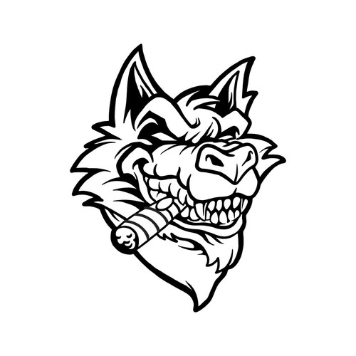 Angry wolf large decal - angry,
