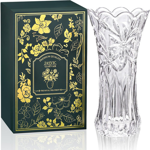 Crystal glass vase with - glass,