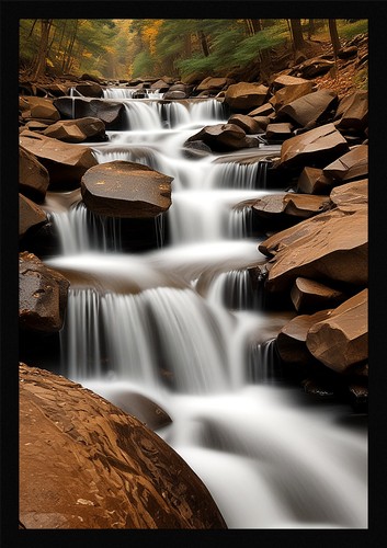 Waterfall beautiful framed - waterfall,