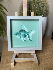 Hand painted original fantail goldfish illustration. Eclectic Painting