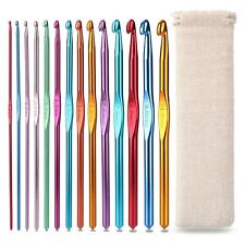 14 Pcs Crochet Hooks Set Knitting Needles Multi Colour Aluminium 2mm - 10mm