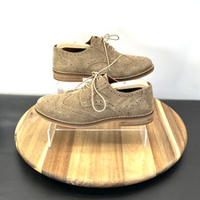 RJR.John Rocha Men Brogue Shoes UK Size 8 EU 42 Tan Brown Suede Lace Up Wingtip