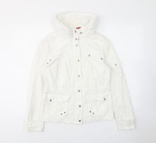 H&M Womens White Jacket Size 10 Zip - Pockets, Buttons