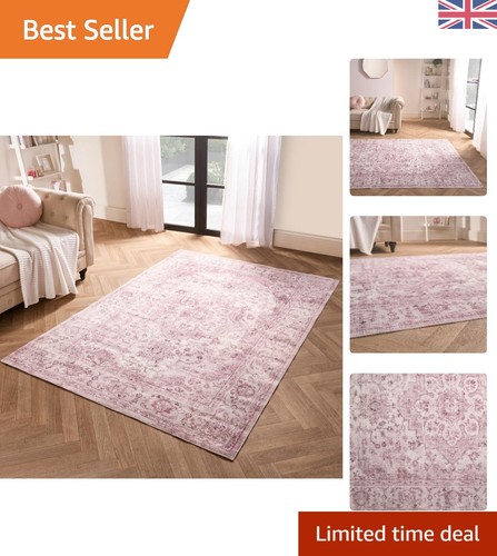 Blush pink vintage printed rug - vintage,