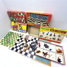 INCOMPLETE Vintage Games Bundle Snakes Ladders Draughts Tallon Fuzzy Felt Circus