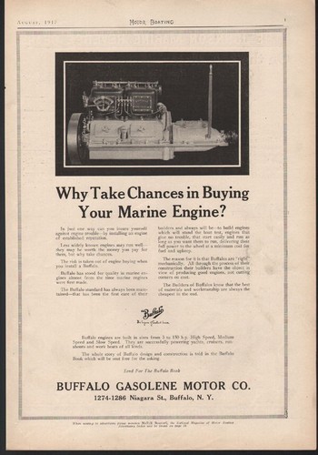 1917 buffalo motor engine boat - buffalo,