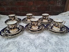 Antique English porcelain Cobalt gold & white leaves pattern no.8547 tea set