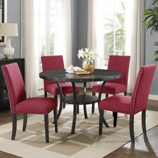 5 Pc Red Round Dining Room Set
