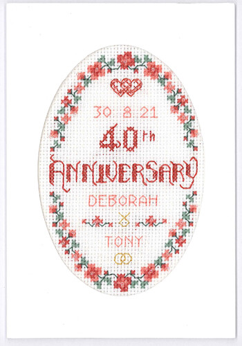 Cross stitch card for - , ruby